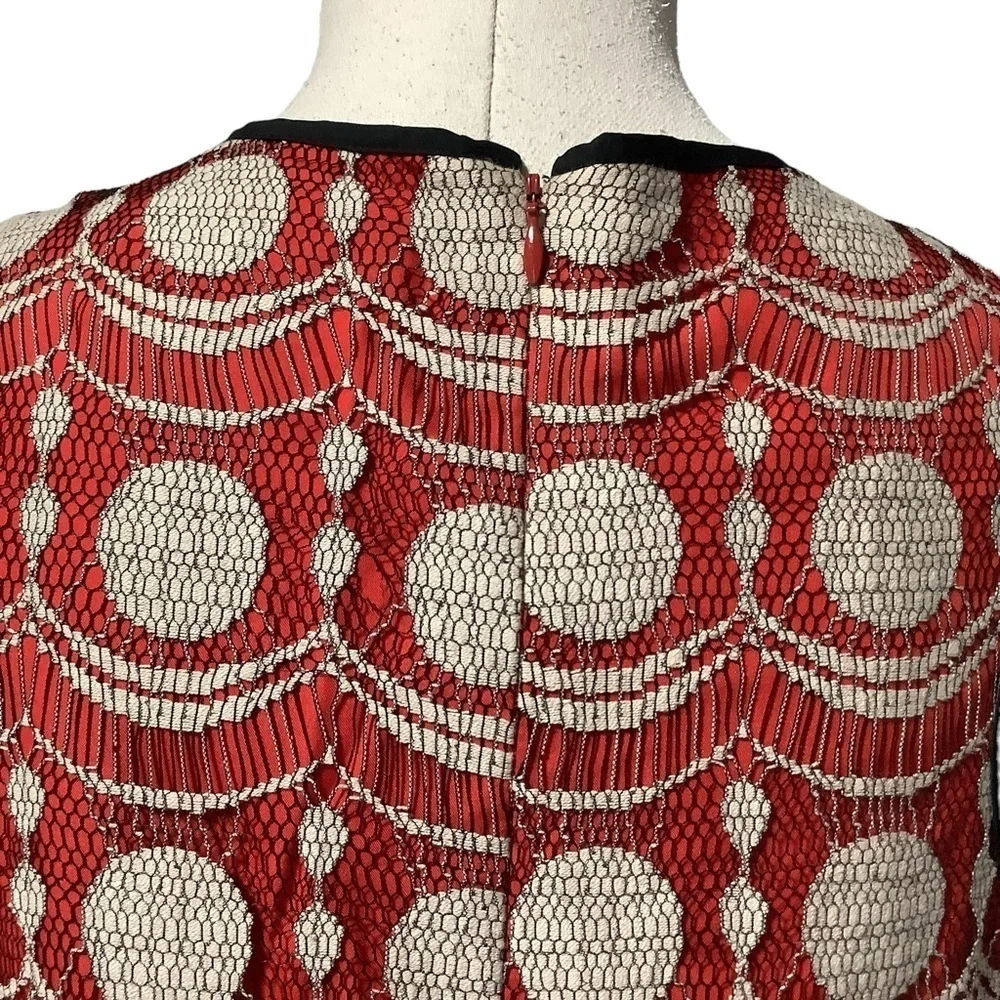 HUNTER BELL‎ Maraschino Lace Fit & Flare Dress Size 14 Altered Red White